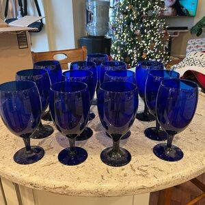 14 colbolt blue water glasses